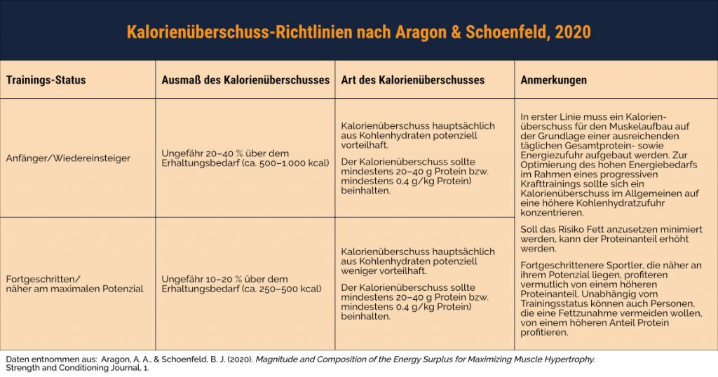 Richtlinien für den optimalen Kalorienüberschuss, Muskelaufbau